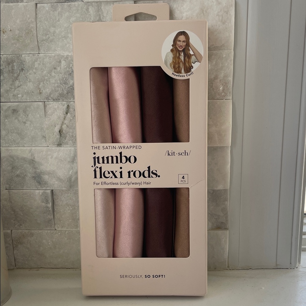 Kitsch Satin-Wrapped Jumbo Flexi Rods - Pink, Brown, Tan